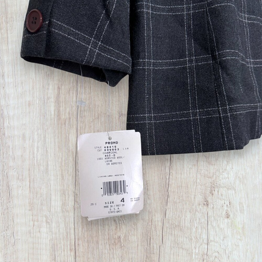 NWT Christian Dior Vintage 80s Plaid Blazer High Waist Pleated Pants Suit USA 4 - Picture 4 of 15